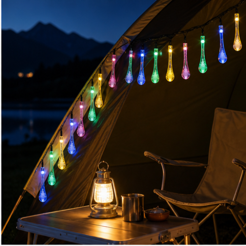 USB LED String Lights with Multicolour Crystal Drop Pendants, 80 LEDs, Outdoor Decoration 2