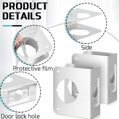 Conjunto de 4 Placas de Reforço para Fechaduras e Portas, com 1-3/4 Polegadas de Espessura, 2-3/8 Polegadas de Recuo e Furo de 2-1/8 Polegadas. 2
