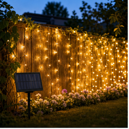 Solar LED String Lights with Remote Control, 200 Cool White LEDs, 8 Modes, Outdoor Christmas Decoration 1