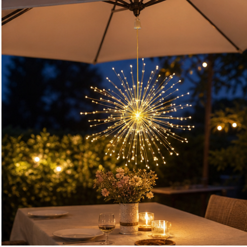 Firework Hanging LED Decorative Light, 60 Warm White LEDs, Copper Wire, Remote Control, Waterproof Battery Box 2