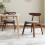 Living And Home 2-Piece Solid Wood Dining Chairs, Grey Upholstered Padded Seat, Curved Backrest Kitchen Side Chairs for Dining Room 1