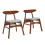 Living And Home 2-Piece Solid Wood Dining Chairs, Grey Upholstered Padded Seat, Curved Backrest Kitchen Side Chairs for Dining Room 2
