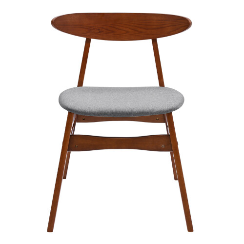 Living And Home 2-Piece Solid Wood Dining Chairs, Grey Upholstered Padded Seat, Curved Backrest Kitchen Side Chairs for Dining Room 2