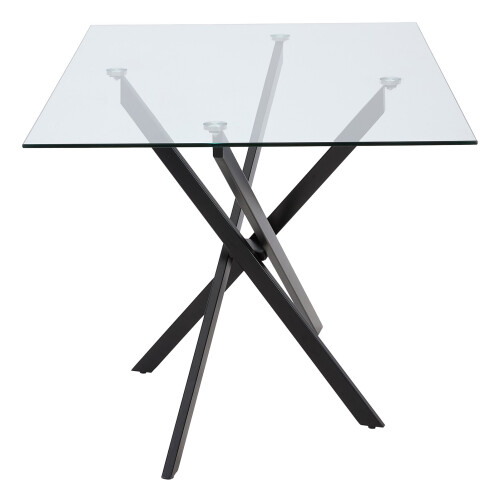 Living And Home 100x60cm Tempered Glass Dining Table with Iron Legs 2