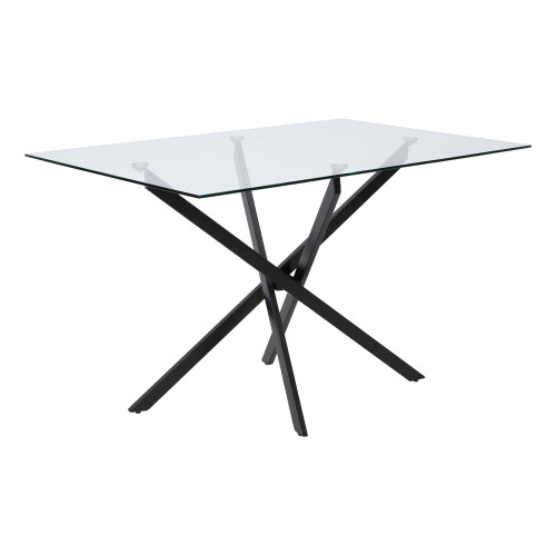 Living And Home 120x80cm Tempered Glass Dining Table with Iron Legs 1