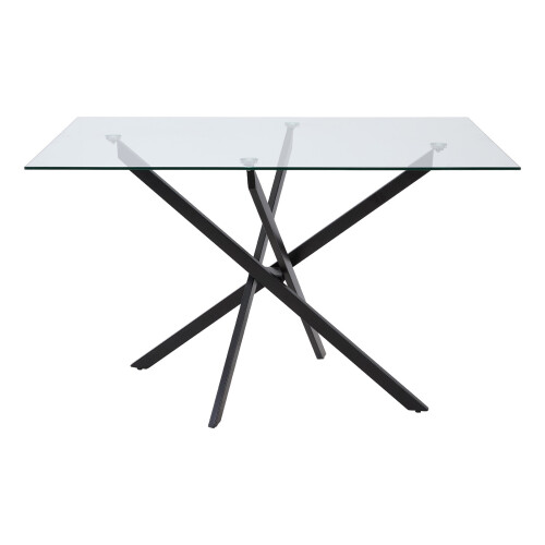 Living And Home 120x80cm Tempered Glass Dining Table with Iron Legs 2
