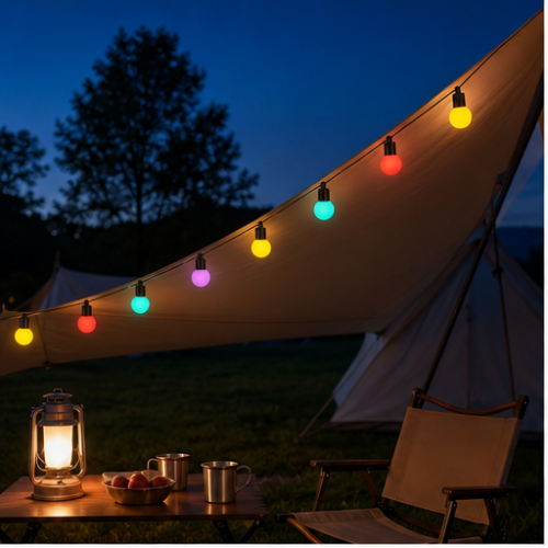 Solar Multicolor LED Globe String Lights for Outdoor, 40 G50 Bulbs, Remote Control, 8 Modes, Connectable, Camping and Parties 1
