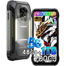 (Black, 16GB 1TB) Blackview XPLORE 2 Rugged Smartphone with Projector,6.73" Inch,20000mAh, Android 15,48(16+32)GB 1TB
