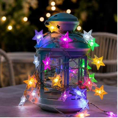 Multicolor Star LED String Lights, 80 Lights, 10 m, USB Steady On, Christmas Decoration 1