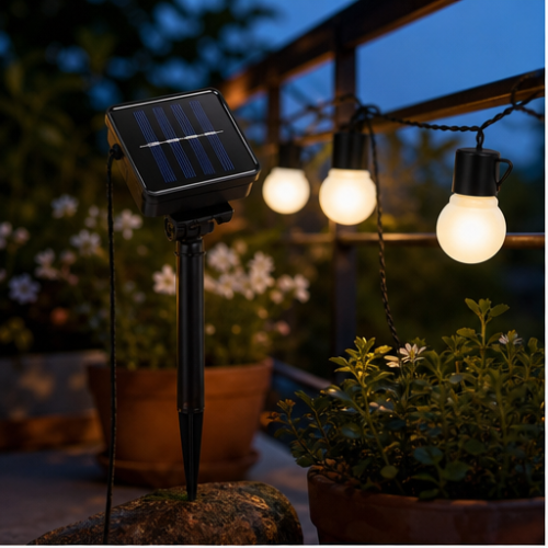 Plug-In Waterproof Outdoor LED Globe String Lights, 40 Warm White Bulbs, Black Cable, 10 m 1