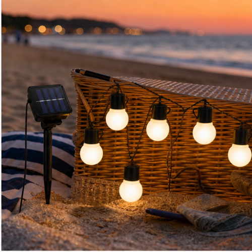 Plug-In Waterproof Outdoor LED Globe String Lights, 40 Warm White Bulbs, Black Cable, 10 m 2