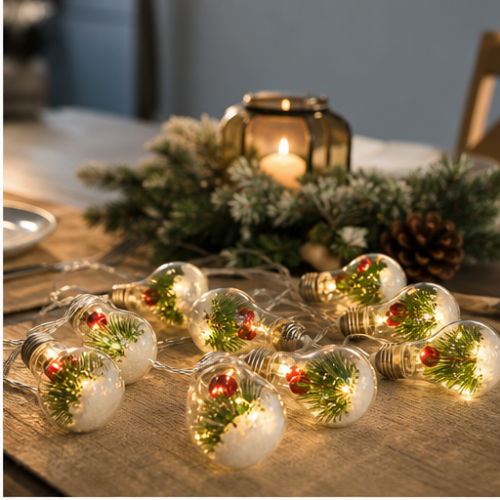 USB Christmas LED Bulb String Lights with Remote Control, 10 Bulbs, 8 Modes, for Tree and Indoor Décor 2