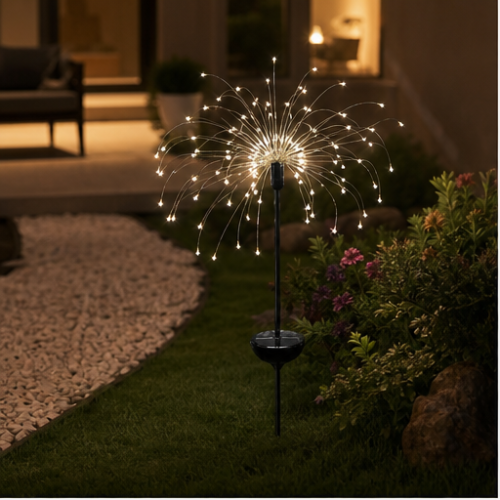 Solar Firework Garden Stake Light, 200 White LEDs, 2 Modes, Rain-Resistant Outdoor Decorative Light 1