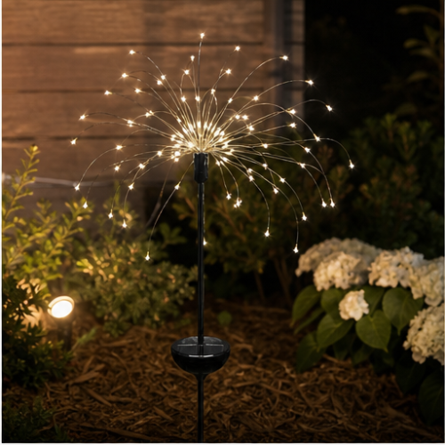 Solar Firework Garden Stake Light, 200 White LEDs, 2 Modes, Rain-Resistant Outdoor Decorative Light 2