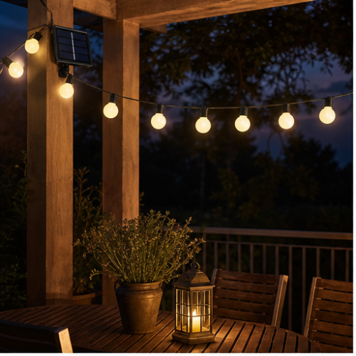Solar LED Globe String Lights, 40 Warm White Waterproof Lights for Camping, Tent and Wedding Décor, Remote Control and USB 1