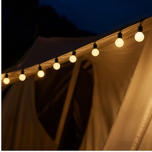 Solar LED Globe String Lights, 40 Warm White Waterproof Lights for Camping, Tent and Wedding Décor, Remote Control and USB 2