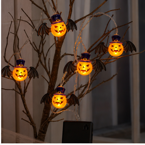 Solar LED String Lights Devil Pumpkin with Wings, 20 Lights, Waterproof Halloween Decoration 2