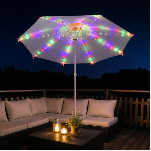 Solar Multicolor LED String Lights for Patio Umbrella, 104 LEDs with Remote Control 1