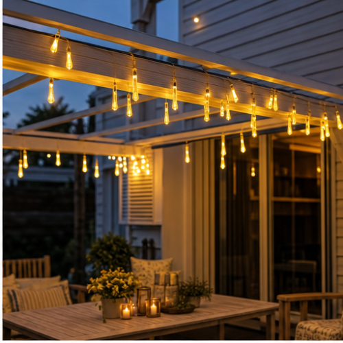 Raindrop LED String Lights, 80 Battery-Powered LEDs, Waterproof for Garden, Tree and Christmas Decoration 2