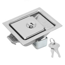 Embedded panel lock for trailer door with paddle handle