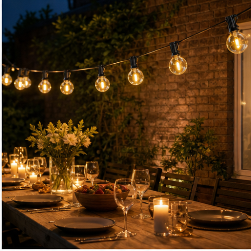 G40 Solar Outdoor String Lights, 20 Bulbs, Warm White 2700K, Waterproof, with Remote Control 2