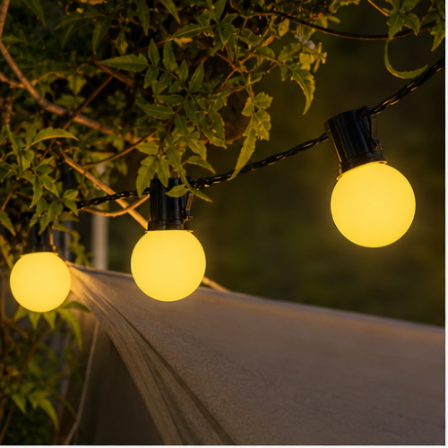 LED Globe String Lights, Warm White, USB Powered, Waterproof Outdoor Decorative Lights, 20 Lights, Black Cable 1