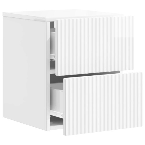 VidaXL vidaXL Wall-Mounted Bedside Cabinet with Drawer 2 pcs High Gloss White 2