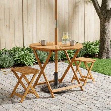 vidaXL Folding Garden Table Natural Ø90 x 75 cm Solid Acacia Wood