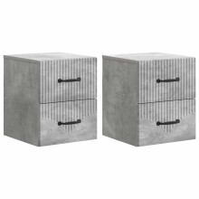 vidaXL Wall-Mounted Bedside Cabinet with Drawer 2 pcs Concrete Grey
