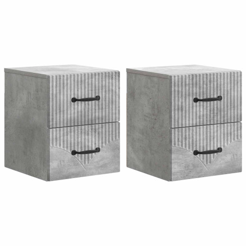 VidaXL vidaXL Wall-Mounted Bedside Cabinet with Drawer 2 pcs Concrete Grey