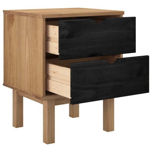 VidaXL vidaXL Bedside Table OTTA Black 45 x 39 x 57 cm Solid Pine Wood 2