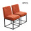 Living And Home Set of 2 Chenille Upholstered Dining Chairs in Orange 1