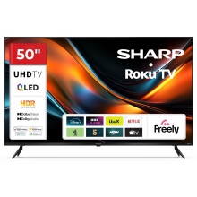 SHARP 50 Inch QLED TV 4K UHD Roku Smart TV with Freely 50HJ6225KB 3 HDMI Inputs