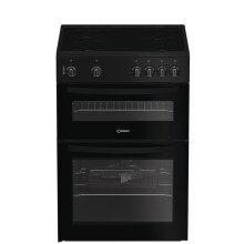 Indesit 60cm Double Oven Electric Cooker - Black IDE6VMB