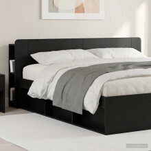 vidaXL Headboard Cabinet with Storage Black Engineered Wood