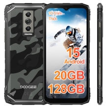 (GREY) DOOGEE Blade10 4G Slim Rugged Phone, 20GB RAM+128GB ROM, 6.56" 90Hz, 5150mAh, 16MP Camera, NFC, Face Unlock, IP68, Android 15