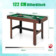 Fa biliárdasztal tartozékokkal, 122 cm – zöld filc
