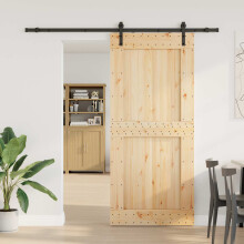 vidaXL Sliding Door NARVIK Natural and Black 100 x 210 cm (213.5 cm)