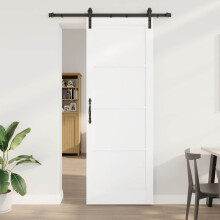 vidaXL Schiebetür Weiß 83 x 232 cm Massives Kiefernholz