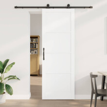 vidaXL Schiebetür Weiß und Schwarz 83 x 232 cm Massives Kiefernholz