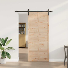 vidaXL Schiebetür Natur 80 x 208 cm Massives Kiefernholz