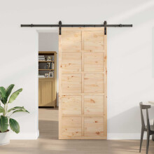 vidaXL Schiebetür Natur 90 x 208 cm Massives Kiefernholz
