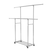 Adjustable Stainless Steel Dual-Rod Clothes Drying Rack with Wheels
