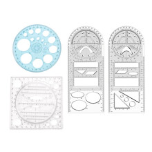4Pcs Multifunctional Geometric Ruler Measuring Drawing Ruler Plastic Mathematics Tools for Student School Office Supply
