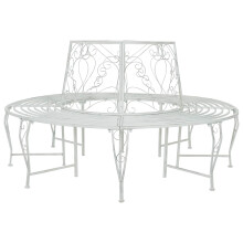 vidaXL Tree Bench 8-Seater Ø 160 x 89 cm Steel Antique White Round