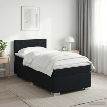 vidaXL Boxspringbett mit Matratze Schwarz 90 x 200 cm Stoff