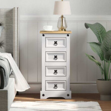 vidaXL Bedside Table Corona White 35 x 32.5 x 74 cm Solid Pine Wood