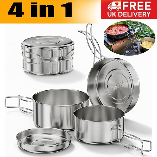 Camping Cooking Set Non Stick Folding Camp Pot Pan Saucepan Kettle Cookware Kit 1