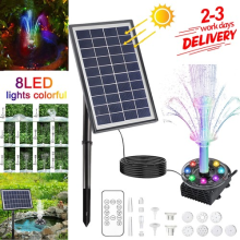 7W Solar Panel Powered 8LED Water Feature Pump Garden Pool Pond Fountain Battery