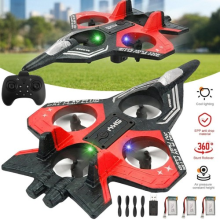 360Flip Kids Foam RC Plane Remote Control Airplane Fighter Jet with LED Light